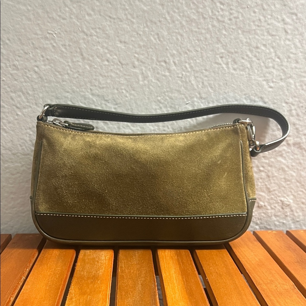 Coach Olive Green Suede Mini Bag - Picture 3 of 7